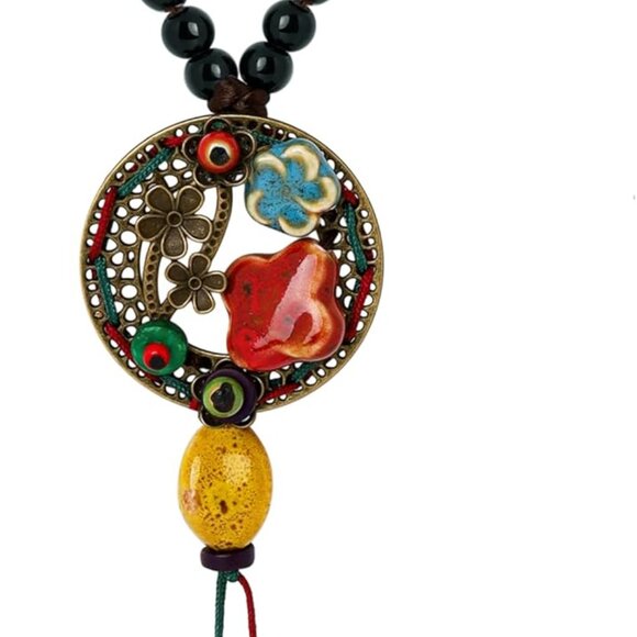 Jewelry - Boho Vintage Ceramic Floral Beaded Long Necklace Women Jewelry Accessory